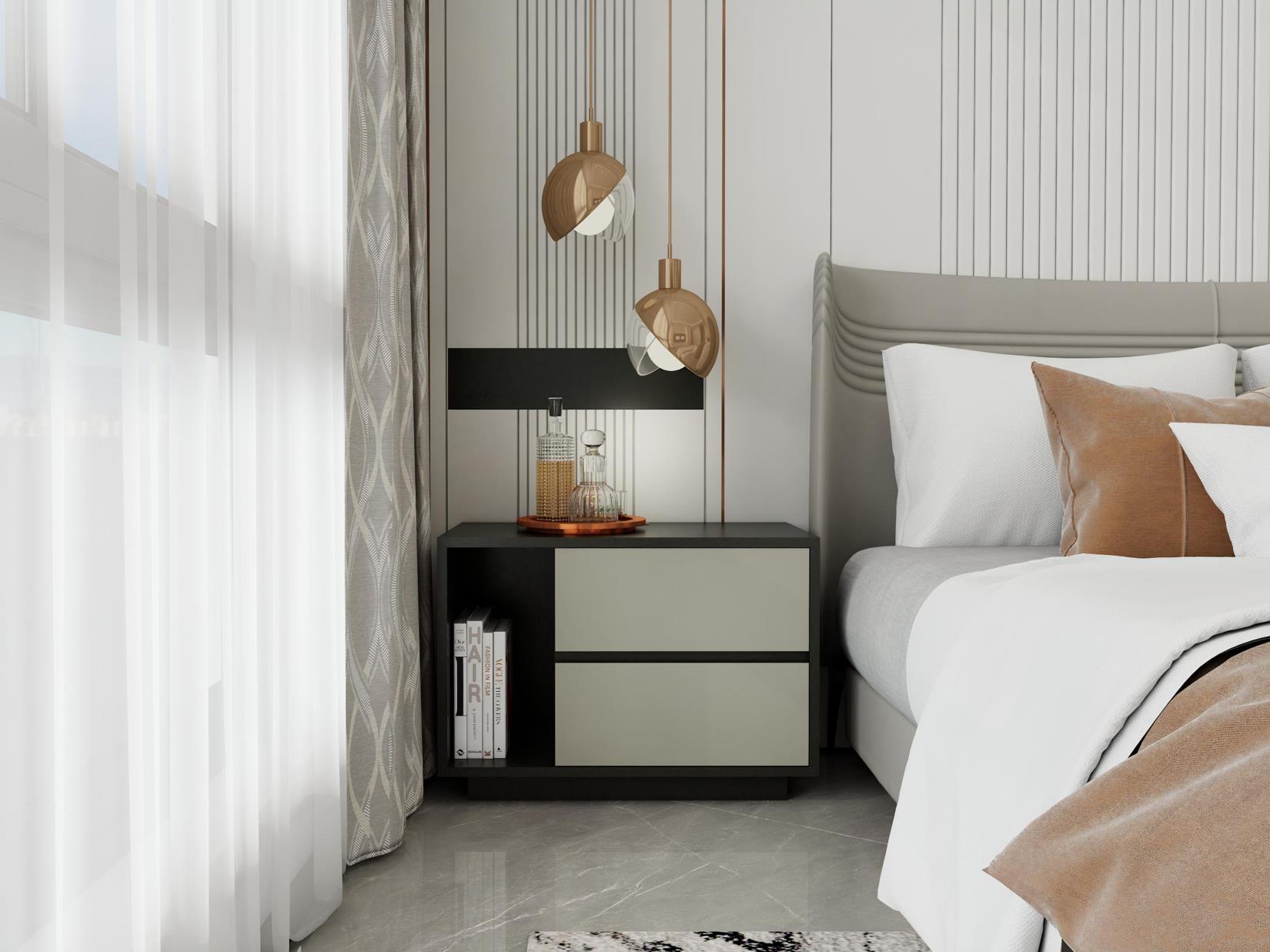 現代極簡兩抽床頭櫃