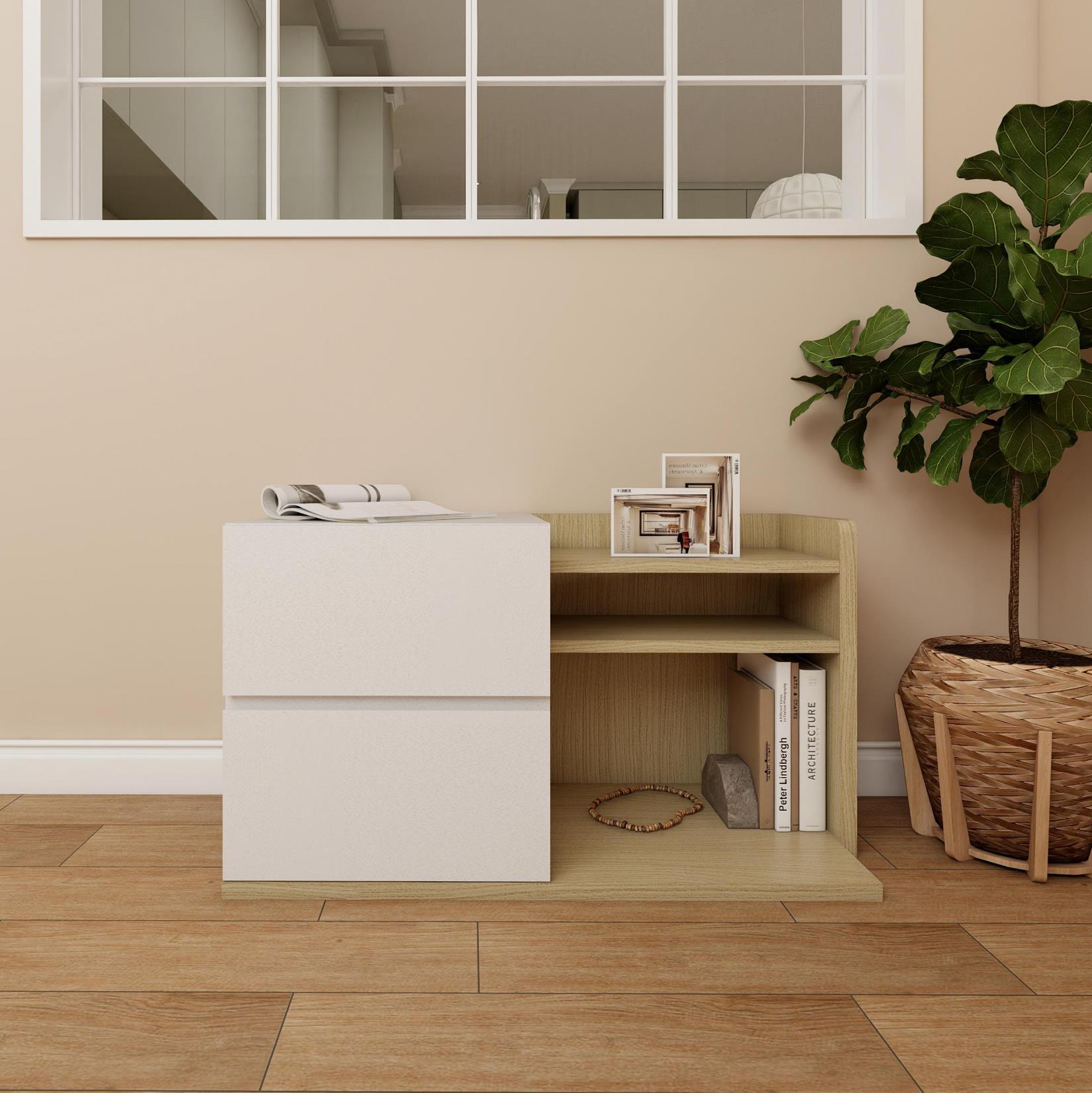 北歐床頭櫃-兩抽多格收納