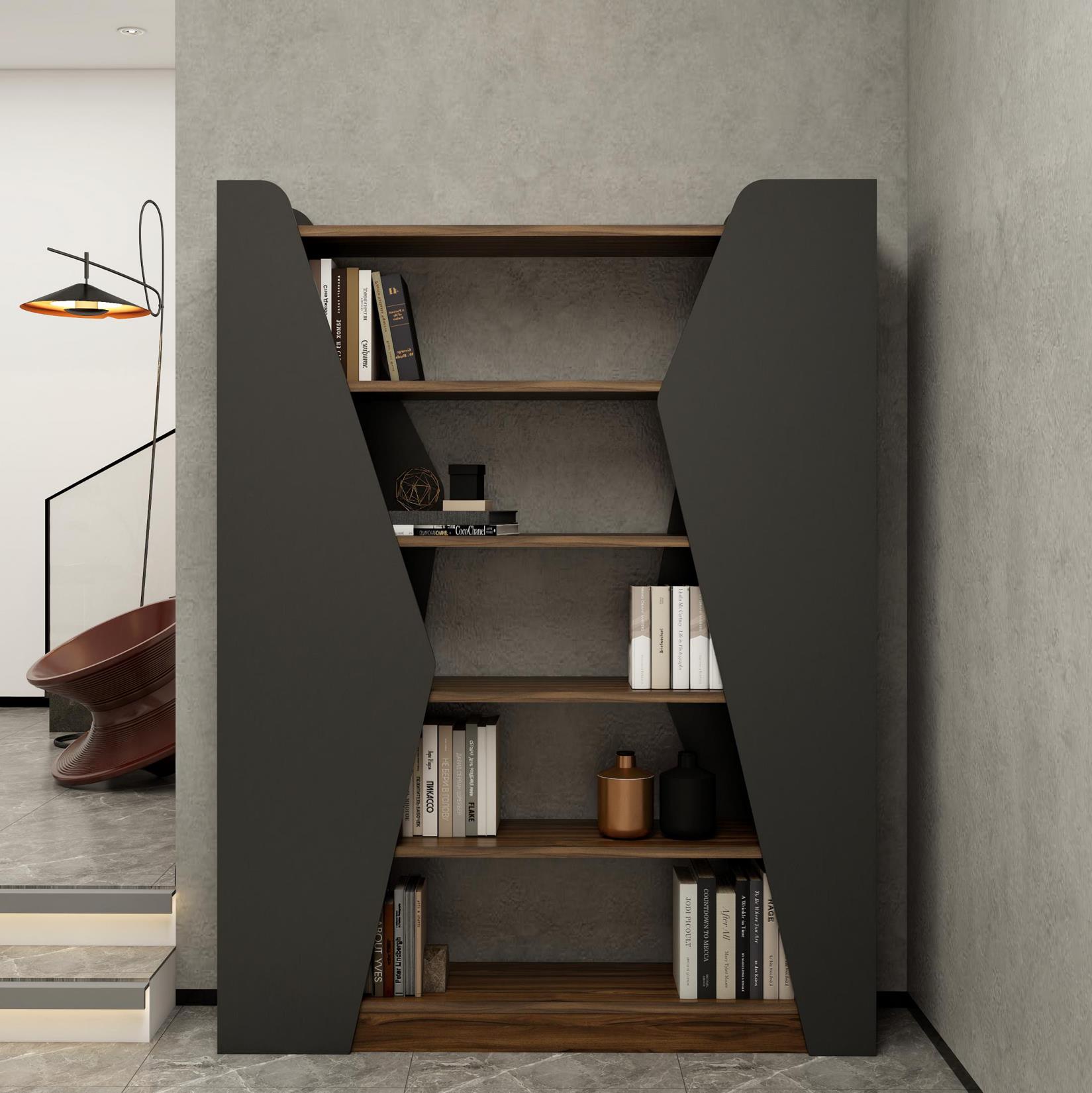 意式奢華幾何五層展示書櫃-A款