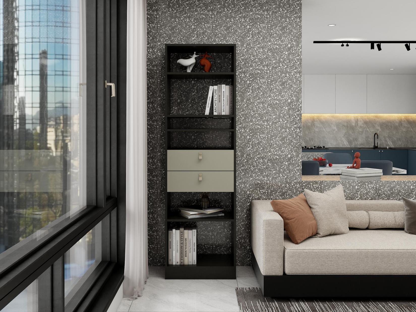 現代簡約多層雙抽收納展示櫃-C款