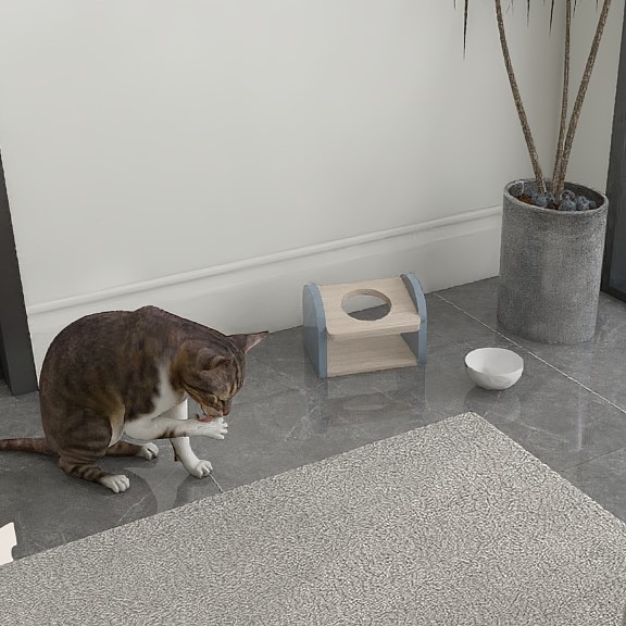 可調式貓餐桌(單碗)-小碗快客色