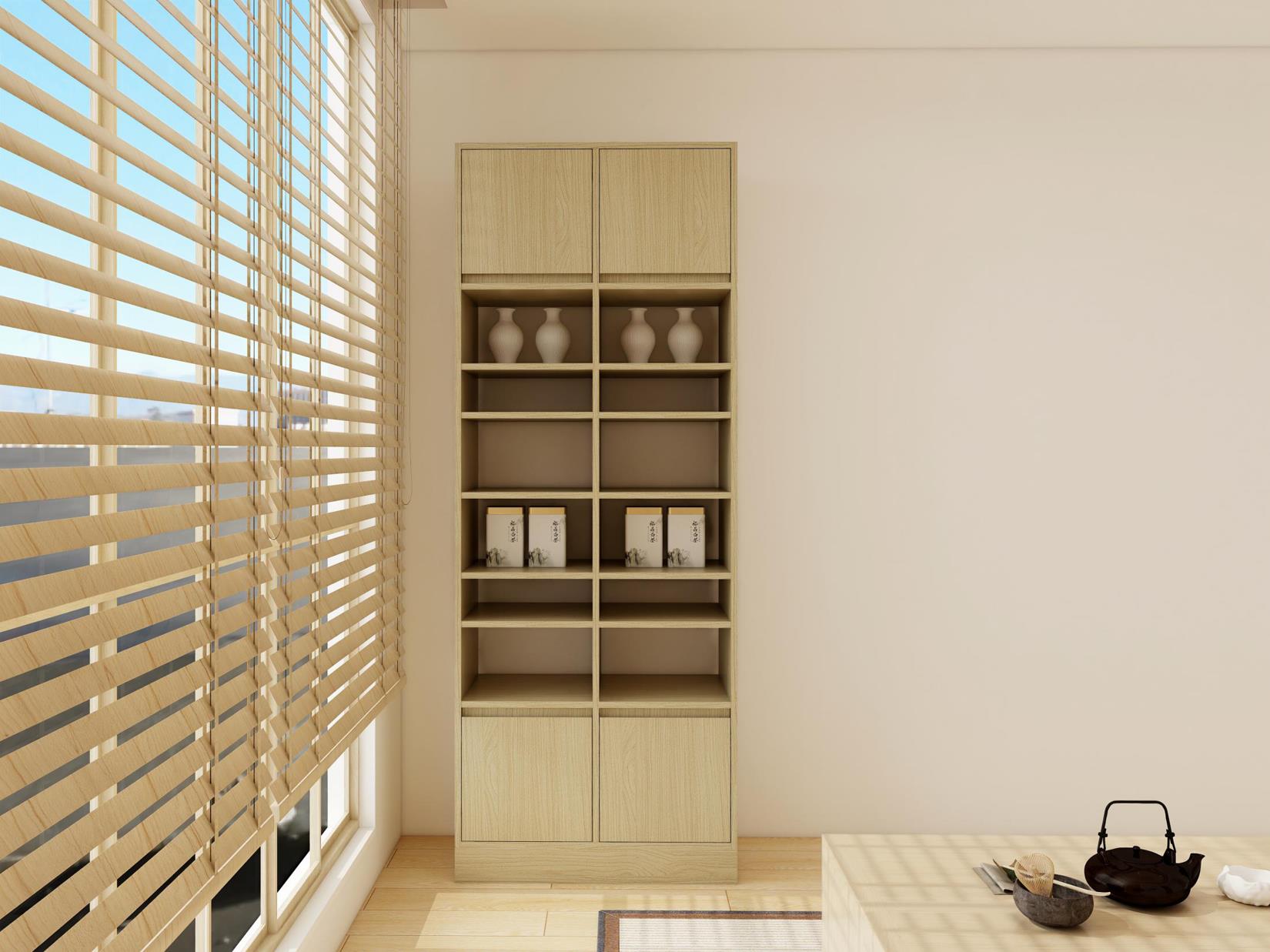 日式簡約多層四門展示書櫃