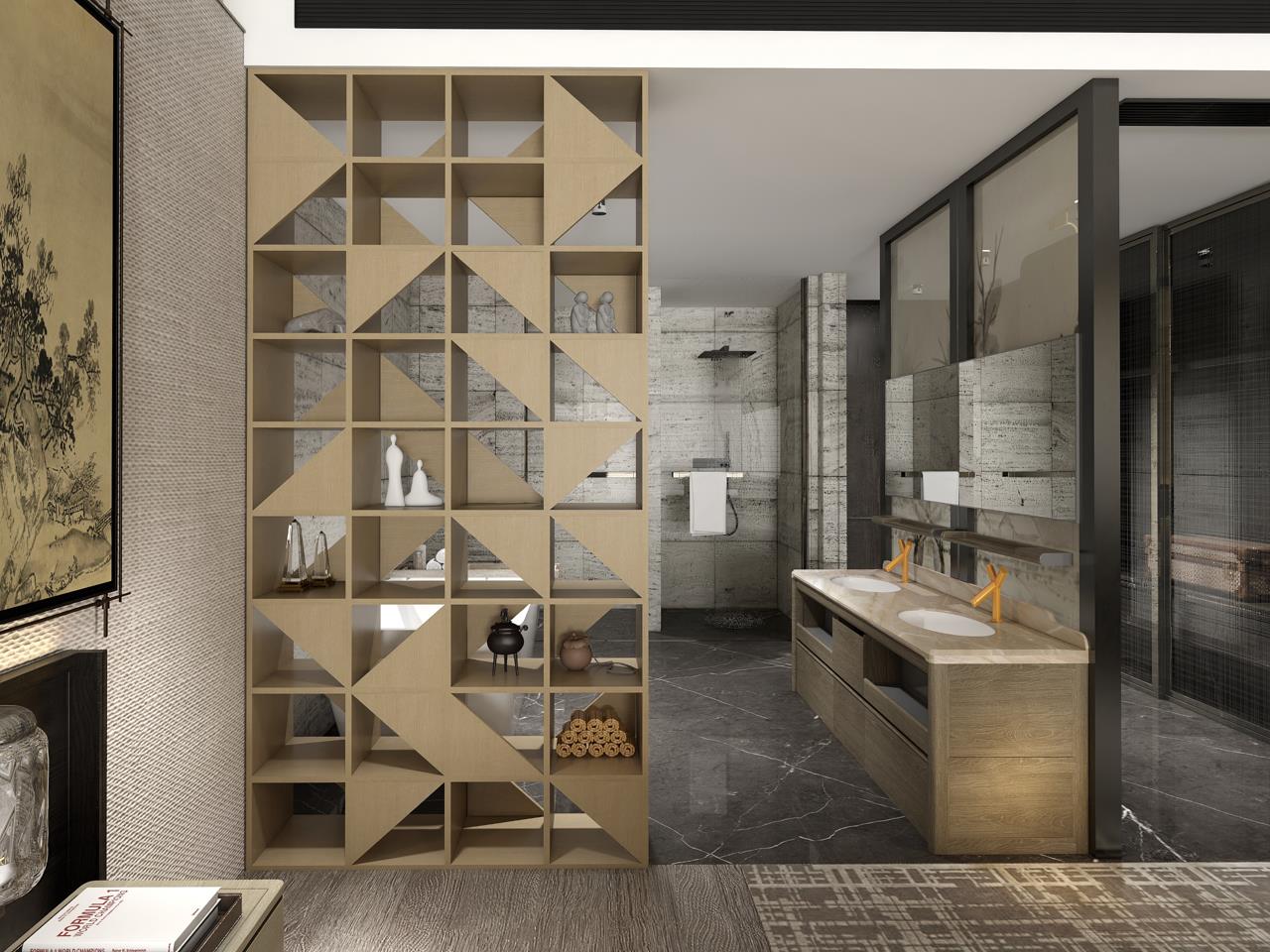 幾何交錯創意三角造型隔斷櫃