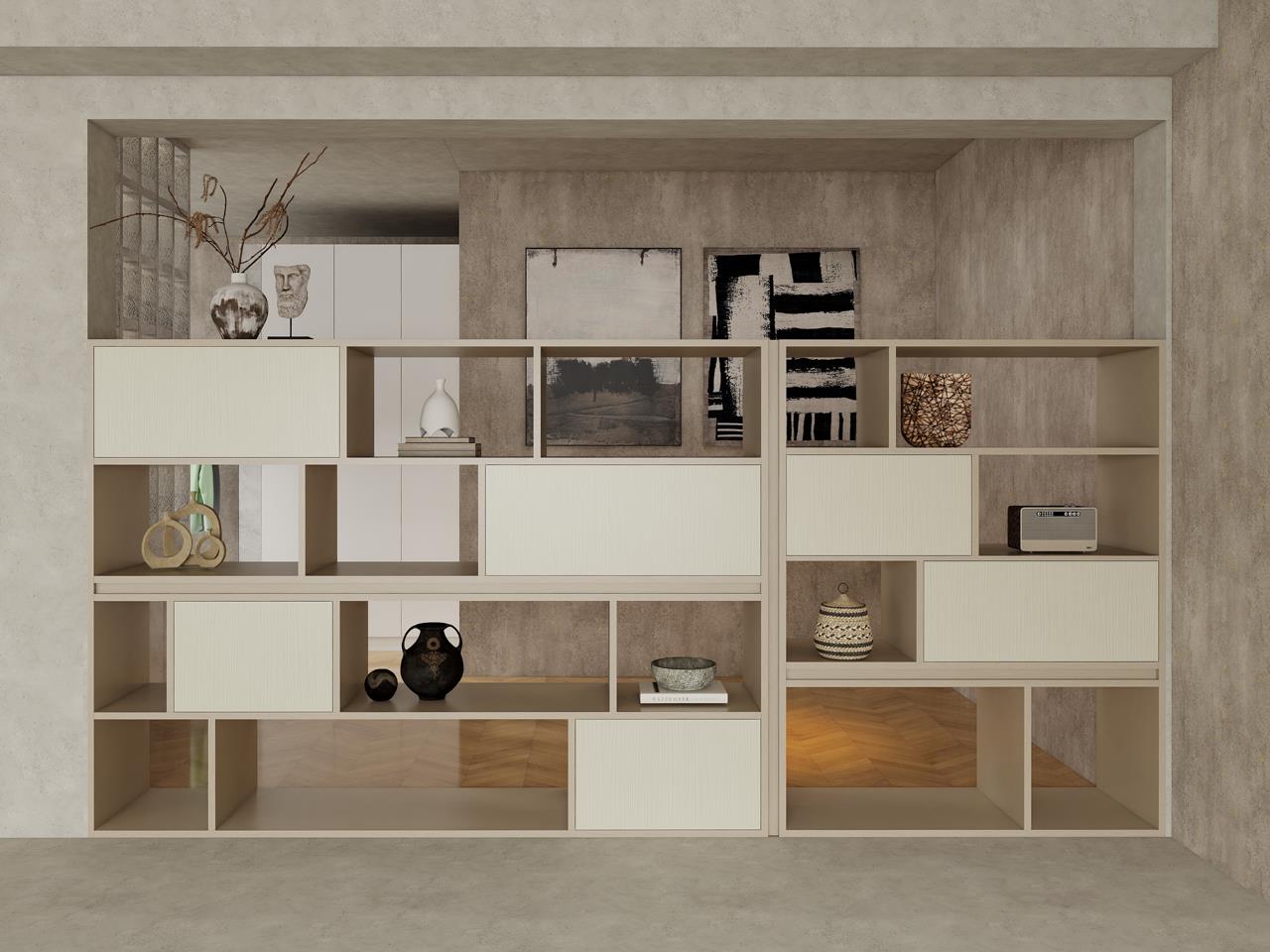 極簡交錯跳色收納隔斷櫃