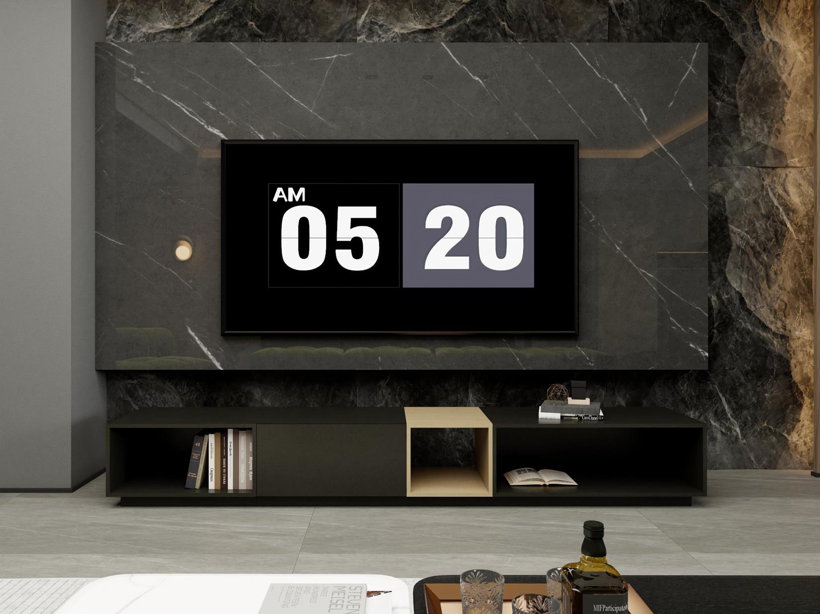 意式輕奢跳色單抽開放格電視櫃