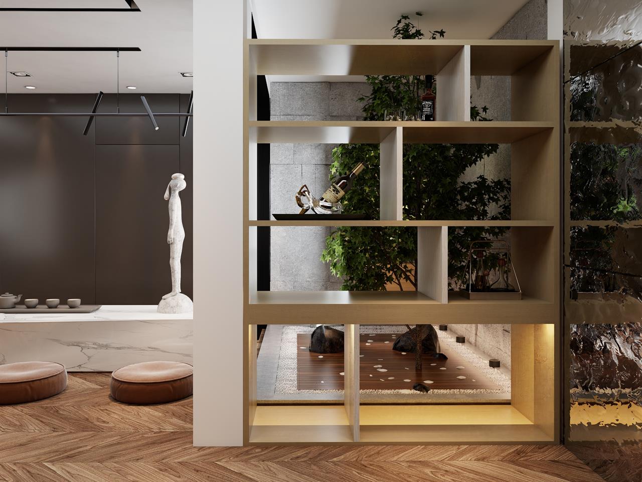 現代極簡線性矩形隔斷櫃